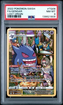 2022 POKEMON SWORD & SHIELD LOST ORIGIN #TG06 FULL ART/GENGAR PSA 8 - Image 1