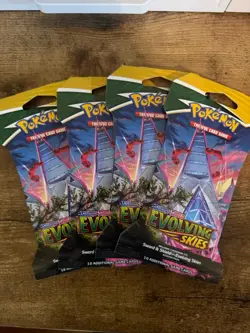 4 Sealed Pokemon Sword & Shield Evolving Skies Sleeved Packs - Image 1