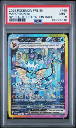 2025 POKEMON PRE SPECIAL ILLUSTRATION RARE #149 VAPOREON EX PSA 9 - Image 1