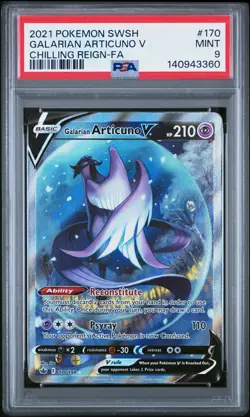 2021 POKEMON SWORD & SHIELD CHILLING REIGN FULL ART/GALARIAN ARTICUNO V PSA 9 - Image 1