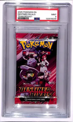2025 Pokemon Scarlet & Violet Destined Rivals Team Rocket Sealed Pack PSA 9 MINT - Image 1