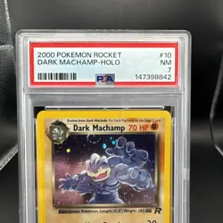 2000 Pokemon Rocket Dark Machamp Holo #10 Graded PSA 7 English - Image 3