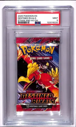 2025 Pokemon Scarlet & Violet Destined Rivals Ethan And Ho-Oh Sealed Pack PSA 9 - Image 1