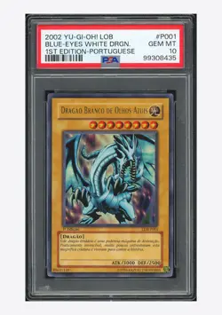 YuGiOh PSA 10 Blue Eyes White Dragon UR 2002 LDB-P001 1ED Portuguese - Image 1