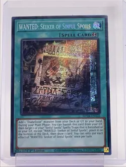 WANTED: SEEKER OF SINFUL SPOILS 2024 YU-GI-OH SECRET RARE 1ST EDITION Q5842 - Image 1