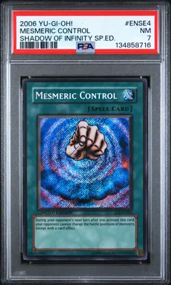 2006 YU-GI-OH! SOI SHADOW OF INFINITY SPECIAL ED #ENSE4 MESMERIC CONTROL PSA 7 - Image 1