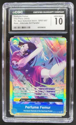 2025 ONE PIECE CCG PERFUME FEMUR RARE ALT ART OP07-057 CGC 10 TL3 - Image 1