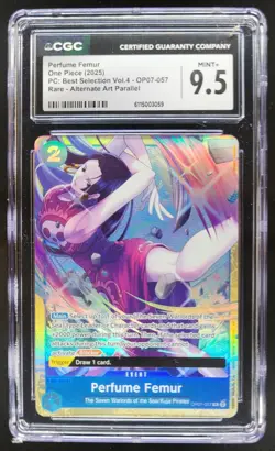 2025 ONE PIECE CCG PERFUME FEMUR RARE ALT ART OP07-057 CGC 9.5 TL3 - Image 1