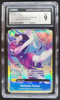 2025 ONE PIECE CCG PERFUME FEMUR RARE ALT ART OP07-057 CGC 9 TL3 - Image 1
