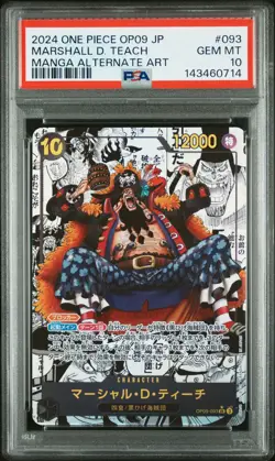2024 ONE PIECE JAPANESE MANGA ALTERNATE ART OP09-093 MARSHALL D. TEACH PSA 10 - Image 1