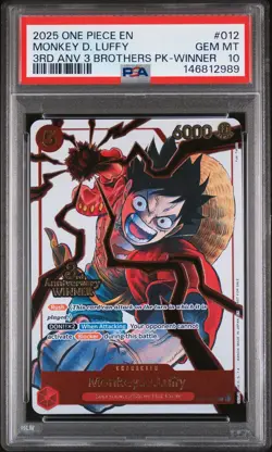 2025 ONE PIECE 3RD ANV TOURNAMENT 3 BROTHERS PACK WINNER MONKEY D. LUFFY PSA 10 - Image 1