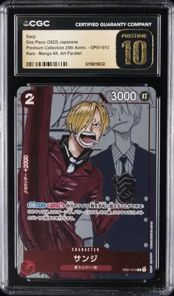 2022 ONE PIECE JAPANESE MANGA ALT ART #OP01-013 SANJI CGC 10 PRISTINE - Image 1