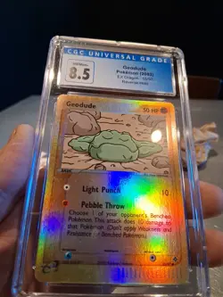 Geodude Reverse Holo Cgc 8.5 NM Mint+ Blue Label 2003 EX Dragon 55/97 Card Ccg - Image 3