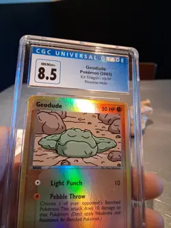 Geodude Reverse Holo Cgc 8.5 NM Mint+ Blue Label 2003 EX Dragon 55/97 Card Ccg - Image 4