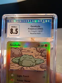 Geodude Reverse Holo Cgc 8.5 NM Mint+ Blue Label 2003 EX Dragon 55/97 Card Ccg - Image 5