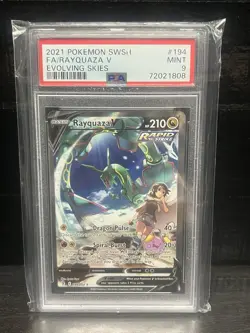 PSA 9 2021 Pokemon SWSH Evolving Skies Rayquaza V 194/203 Graded Slab TCG Card. - Image 1