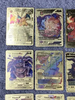 Set of 25 Charizard,Umbreon,Magikarp,Jolteo&More Gold Foil Fan Art Cards - Image 2