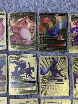 Set of 25 Charizard,Umbreon,Magikarp,Jolteo&More Gold Foil Fan Art Cards - Image 3