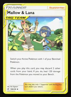 Mallow & Lana 198/236 Cosmic Eclipse NM Pokemon Card TCG - Image 1