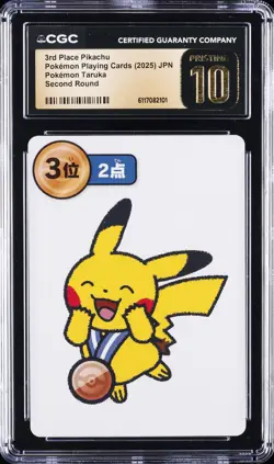 2025 POKEMON PLAYING CARDS JPN 3RD PLACE PIKACHU CGC 10 PRISTINE - Image 1