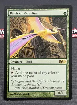 MTG Birds of Paradise- DAMAGED -Magic 2012 Magic the Gathering Card # 165 - Image 1