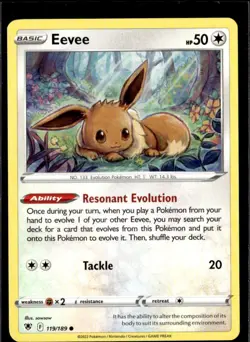 Pokemon Eevee 119/189 Astral Radiance Non Holo Common 5 Card Lot - Image 1
