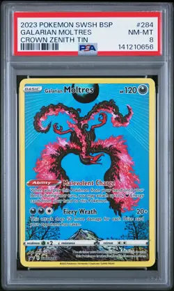 2023 Pokemon SWSH Crown Zenith Galarian Moltres BSP SWSH284 PSA 8 - Image 1