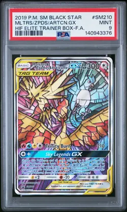 2019 POKEMON SM HIDDEN FATES ETB FULL ART/MOLTRES & ZAPDOS & ARTICUNO GX PSA 9 - Image 1