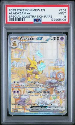 2023 POKEMON MEW EN-151 SPECIAL ILLUSTRATION RARE #201 ALAKAZAM EX PSA 9 - Image 1