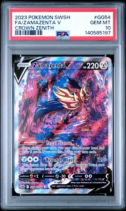 2023 POKEMON SWORD & SHIELD CROWN ZENITH #GG54 FULL ART/ZAMAZENTA V PSA 10 - Image 1