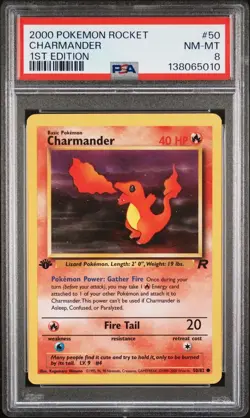 2000 POKEMON ROCKET 1ST EDITION #50 CHARMANDER PSA 8 NM MINT - Image 1