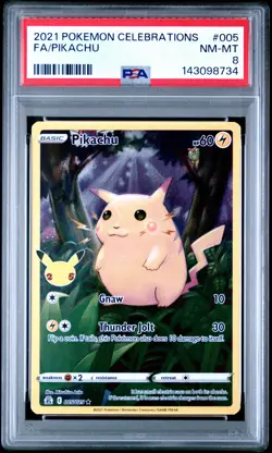 2021 POKEMON CELEBRATIONS #005 FULL ART/PIKACHU PSA 8 - Image 1