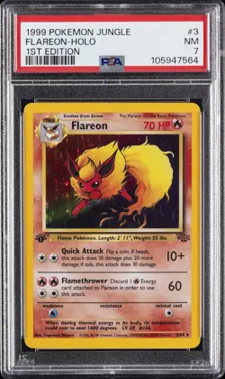 1999 POKEMON JUNGLE 1ST EDITION #3 FLAREON-HOLO PSA 7 - Image 1