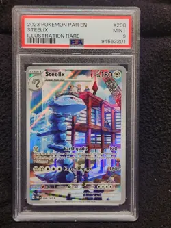 PSA 9 Steelix 208/182 Illustration Rare PAR 2023 Pokemon MINT - Image 1