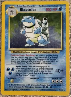 Pokemon Blastoise Base Set 2/102 100 HP HOLO 1999 EXCELLENT CONDITION! - Image 1