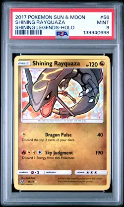 2017 POKEMON SUN & MOON SHINING LEGENDS #56 SHINING RAYQUAZA-HOLO PSA 9 - Image 1