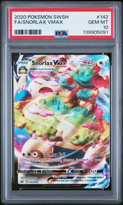 2020 POKEMON SWORD & SHIELD #142 FULL ART/SNORLAX VMAX PSA 10 - Image 1