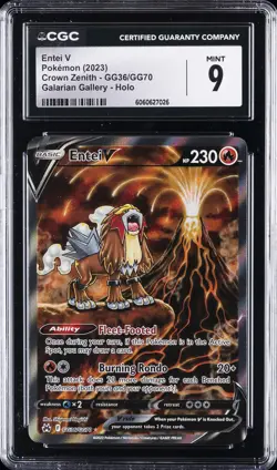 2023 POKEMON CROWN ZENITH GALARIAN GALLERY HOLO #GG36/GG70 ENTEI V CGC 9 - Image 1