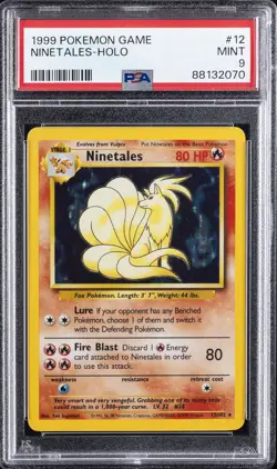 1999 POKEMON BASE SET UNLIMITED #12 NINETALES-HOLO PSA 9 - Image 1