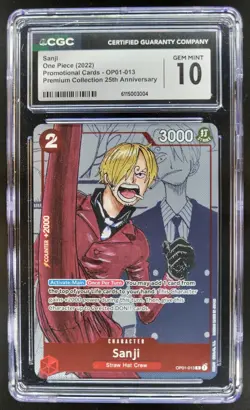 2022 ONE PIECE CCG SANJI 25TH ANNIVERSARY OP01-013 CGC 10 TL3 - Image 1