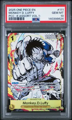 2025 ONE PIECE PREMIUM CARD COLL -6 ASSORT VOL.1- #111 MONKEY D. LUFFY PSA 10 - Image 1