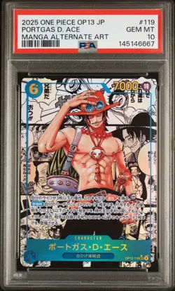 2025 ONE PIECE JAPANESE MANGA ALTERNATE ART OP13-119 PORTGAS D. ACE PSA 10 - Image 1