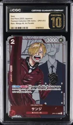 2022 ONE PIECE JPN MANGA ALTERNATE ART #OP01-013 SANJI CGC 10 PRISTINE - Image 1
