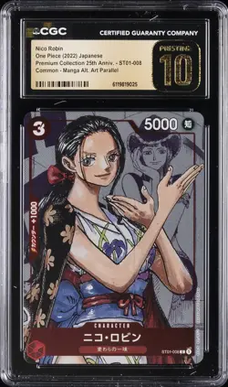2022 ONE PIECE JPN MANGA ALTERNATE ART #ST01-008 NICO ROBIN CGC 10 PRISTINE - Image 1