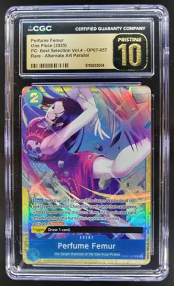 2025 ONE PIECE CCG PERFUME FEMUR RARE ALT ART OP07-057 CGC 10 PRISTINE TL3 - Image 1