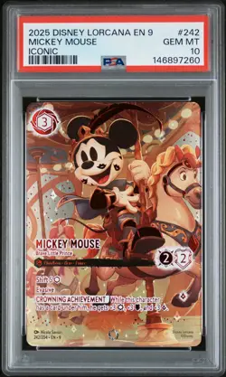 2025 DISNEY LORCANA EN 9-FABLED ICONIC MICKEY MOUSE - BRAVE LITTLE PRINCE PSA 10 - Image 1