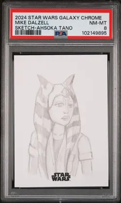2024 TOPPS STAR WARS GALAXY CHROME SKETCH CARDS AHSOKA TANO MIKE DALZELL PSA 8 - Image 1