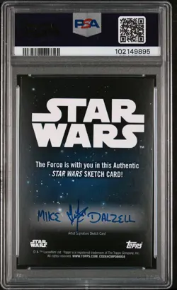 2024 TOPPS STAR WARS GALAXY CHROME SKETCH CARDS AHSOKA TANO MIKE DALZELL PSA 8 - Image 2