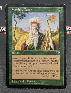 MTG Worldly Tutor- DAMAGED -Mirage Magic the Gathering Card # 255 - Image 1