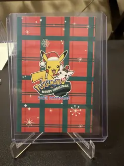 Pokemon Merry Christmas Card Database - Santa Hat Pikachu With Snowman Toy - Image 2